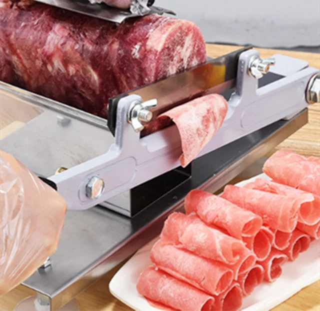 Household Manual Lamb Beef Slicer Frozen Meat Cutting Machine Rolls Cutter NEW 