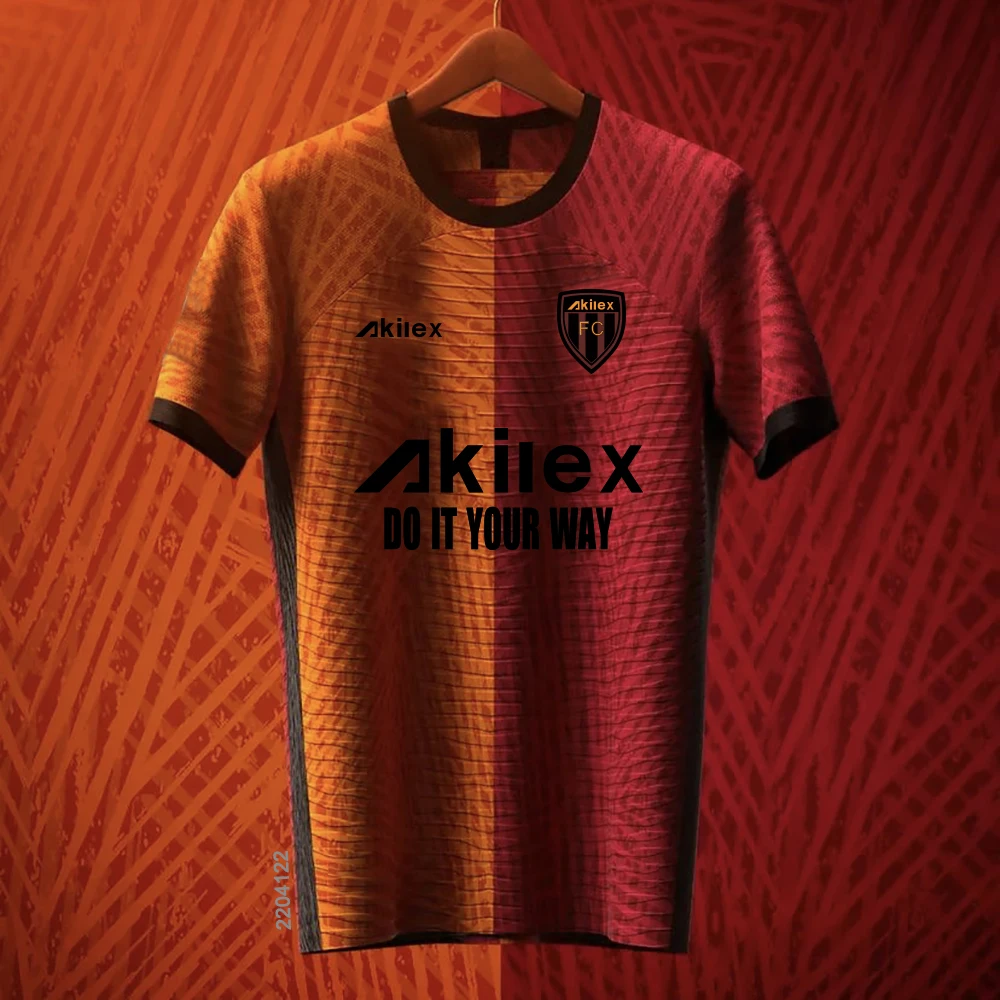 Akilex Sublimation Fluorescent Printed  Customize Breathable Soccer Shirt Top Football Jersey Football Jersey Custom