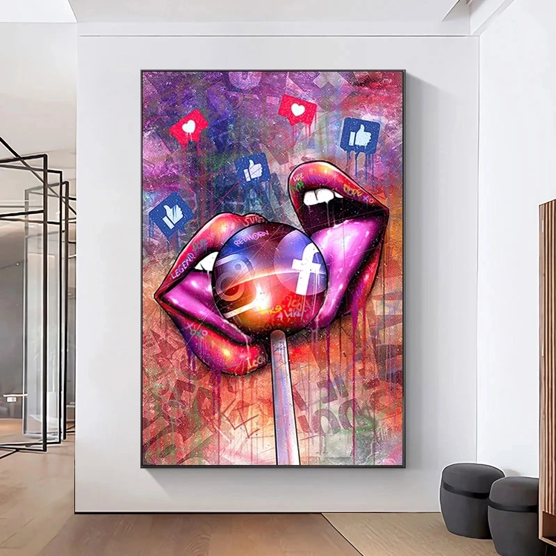 Sexy Lips Lollipop Art Canvas Painting Graffiti Art Street Wall Posters And Prints Cuadros Wall Picture For Living Room Decor Buy Decor Painting Wall Art Canvas Art Product On Alibaba Com