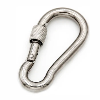 Factory 304 Rigging Hardware Climbing Carabiner Stainless Steel 316 Inner Poly Bag Mountain DIN5299 Snap Hook with Screw