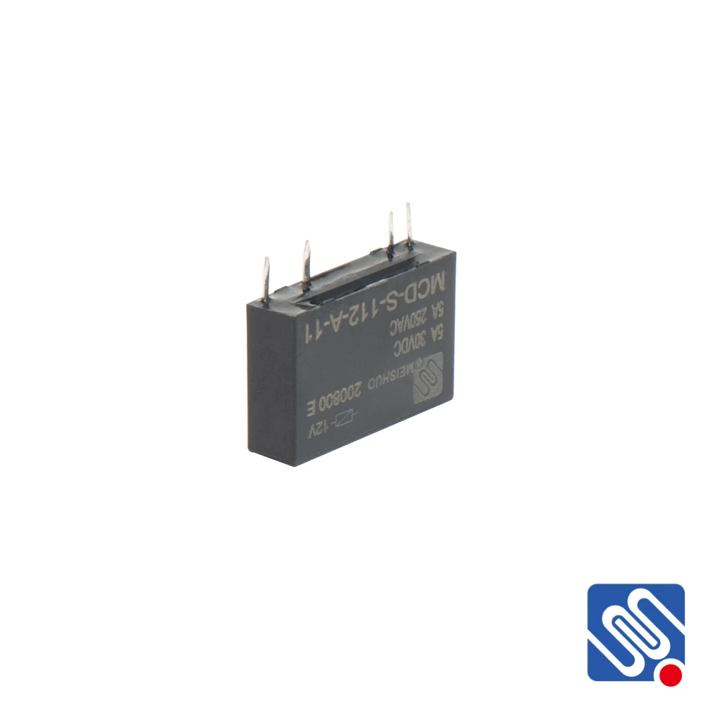 Meishuo MCD-S-112-A-11 Black 5A Normally Open 4pins DC 12V Mini Power Relay