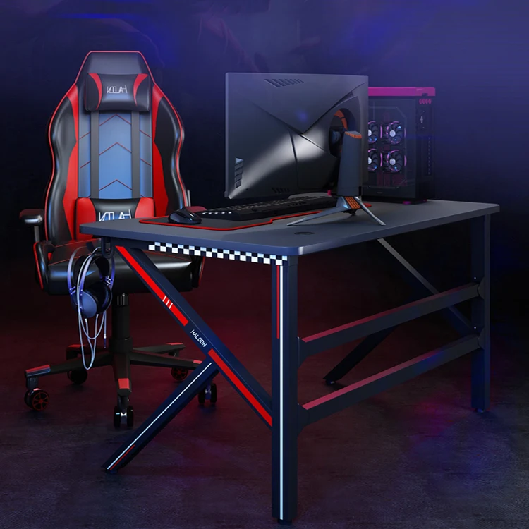 Color Box Packing New Design Metal Frame E-Sport RGB K Shape Gaming Table Desk