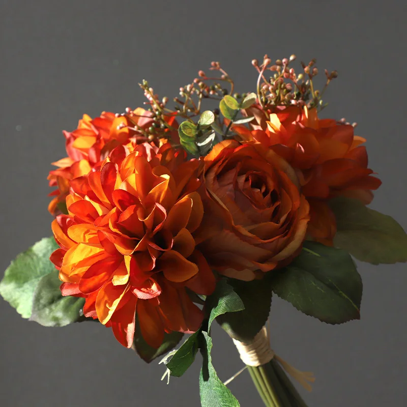 人造花22秋束婚礼干人工大丽花和玫瑰大花束 Buy 人工大丽花 干燥仿真花 仿真花大product On Alibaba Com