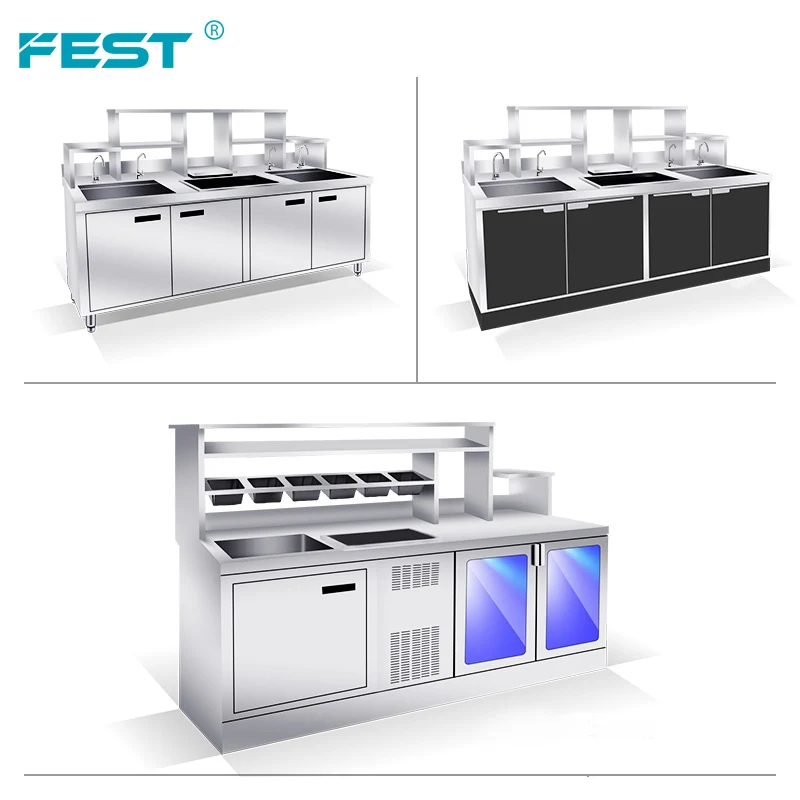Commercial Customized Bubble Tea Work Bench Milk Tea and Fresh Juice Counter Bar Counter  Bubble Tea Counter With All