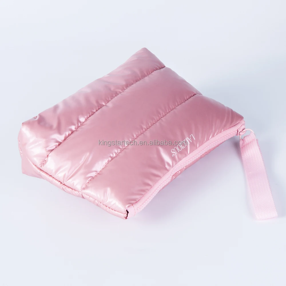 OEM Customized Travel Nylon Padded Makeup Bags Quilted Beauty Pouch Zipper Organizer Cosmetic Bags for Outdoor factory
