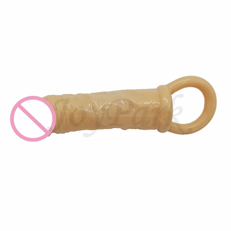 JoyPark Factory Price Delay Penis Extension Sleeve Reusable Soft Silicone Dildo Sleeves Sexy Condoms for Man