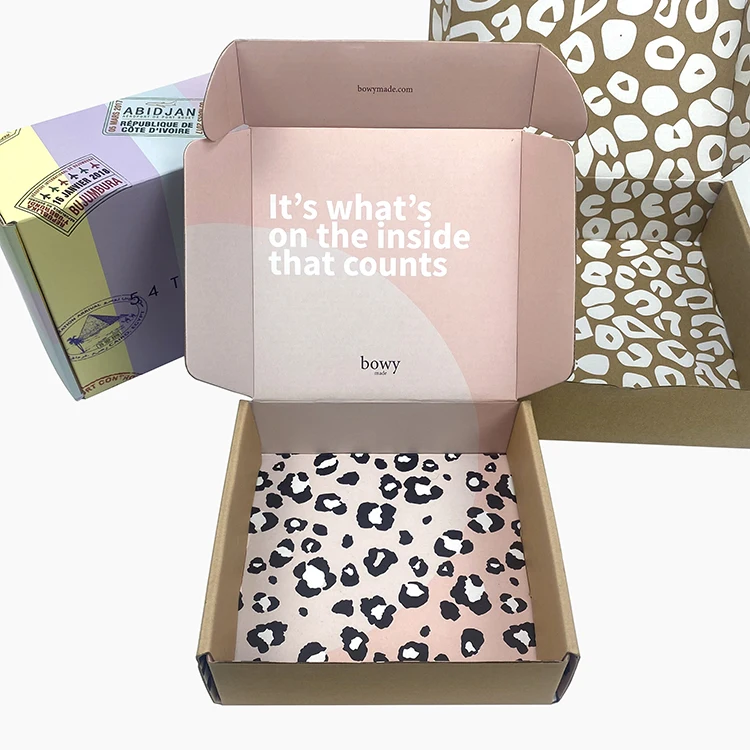 Leopard Print Corrugated Board Lingerie Box Portable Cardboard Paper Packaging with Tear Strip Customizable Logo Gift Box