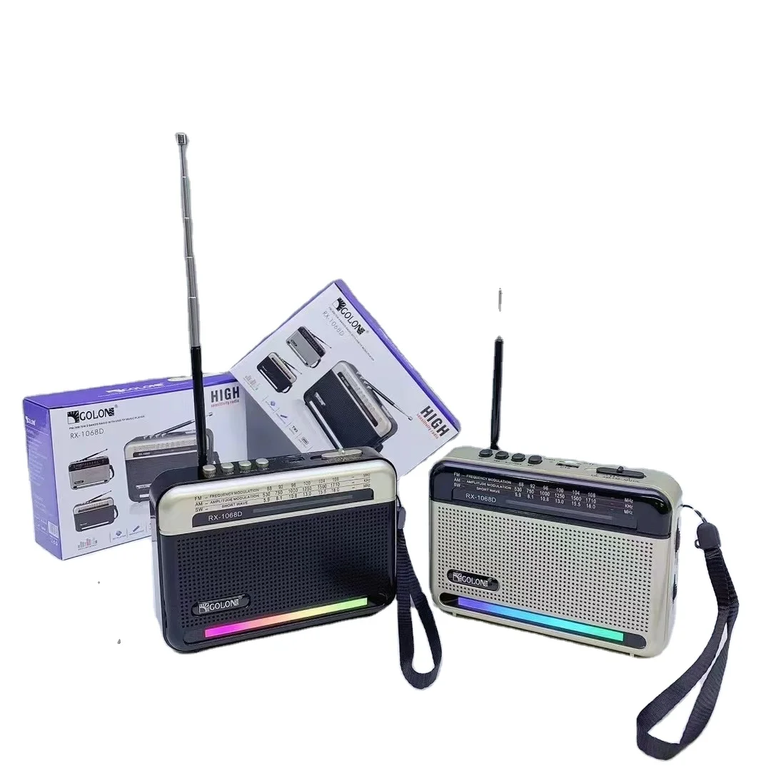 New RX-1068D Retro Blue Tooth Speaker Radio RGB Color Lights USB