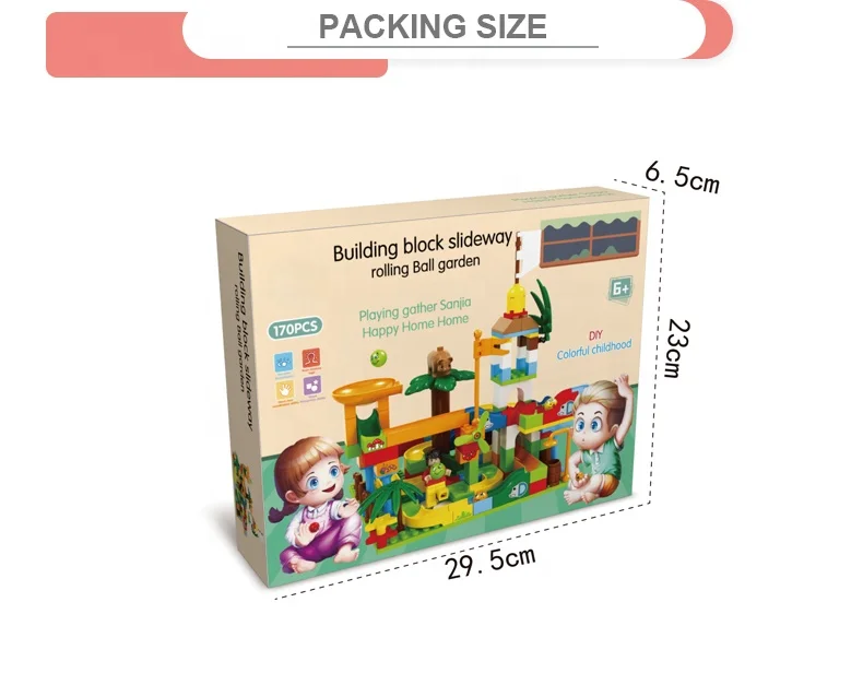 Home Diy Play Slideway Rolling Ball Toy Building Blocks Set with 170 Pcs