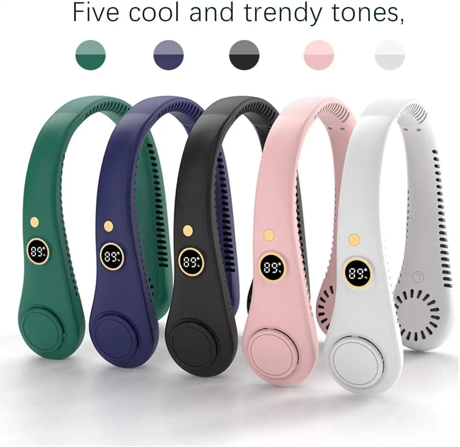 便携式USB无叶涡轮颈悬挂风扇长电池寿命静音充电五风速户外运动用