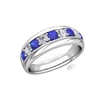 And Sapphire Band Rings Ring Sapphire Eternity Perfect Blue And White Sapphire Diamond Silver 925 Band Rings Jewelry For His Or Her Sterling Ring