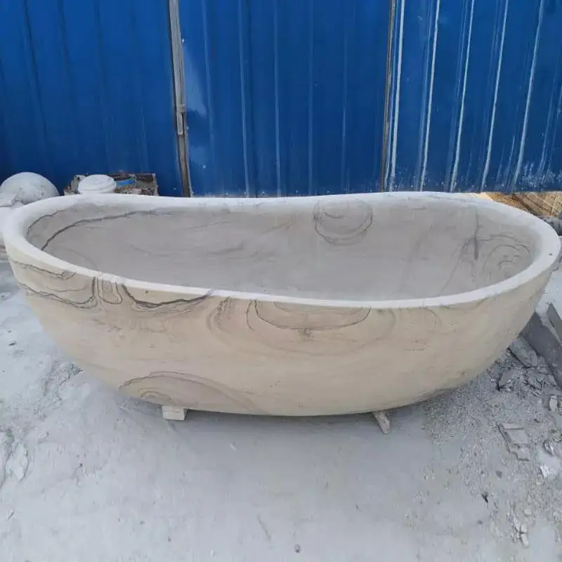 Top Sales Solid White Marble Tubs Luxury Bali Round Oversized Stone Bathtub Carrara Marble