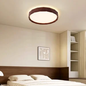 Modern Scandinavian IP44 Walnut Colour Square LED Ceiling Lamp for Bedroom and Living Room