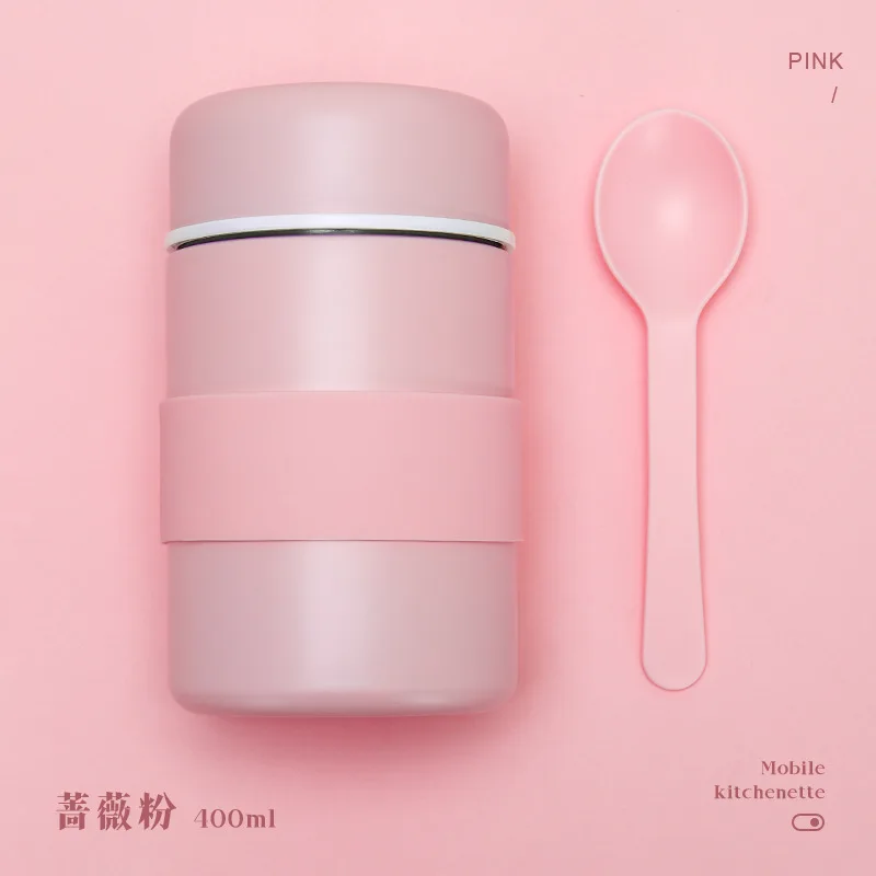 400ml  Keep Hot and Cold Double Wall Stainless Steel Insulated Food Flask Jar for Kids with Spoon