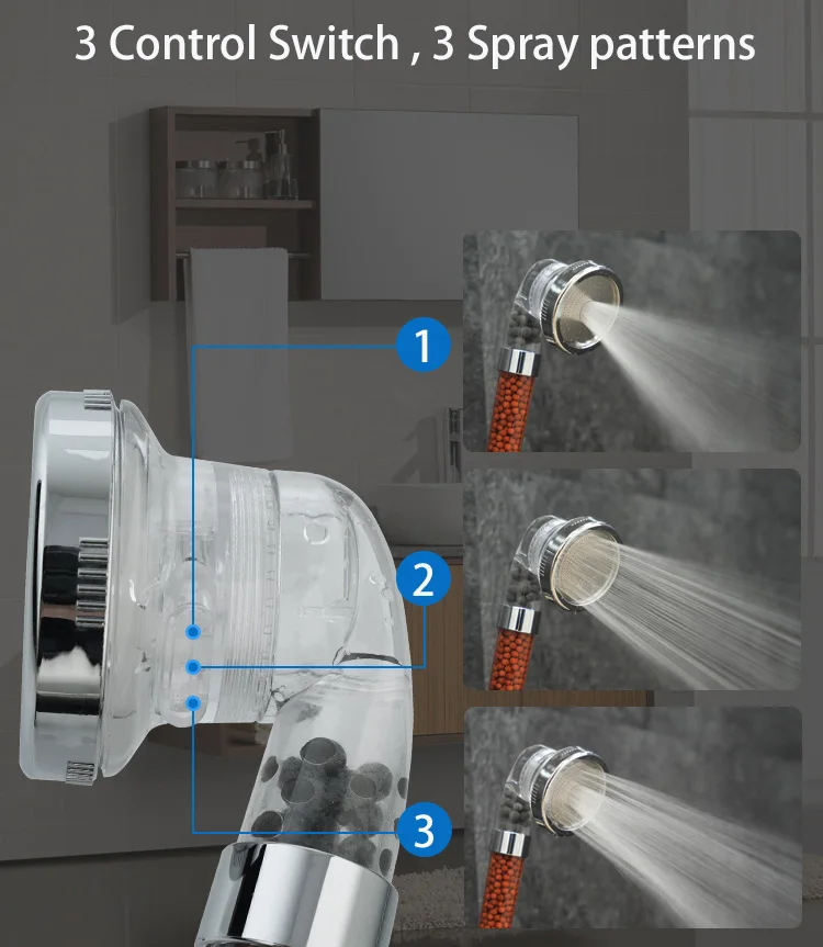 Mineral Stone Shower Head Filter Bathroom Vitamin C Water Filtration