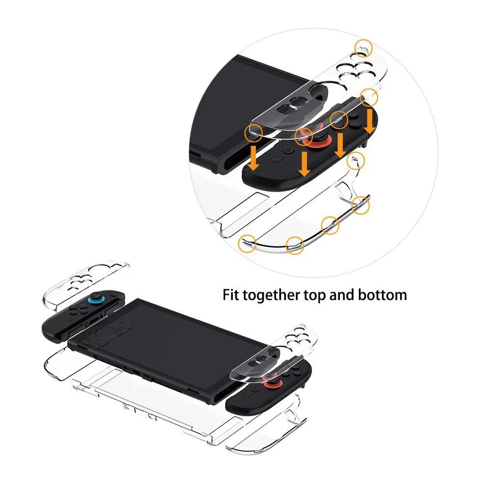product laudtec high precision hole anti drop clear transparent cover split protective cover crystal shell  case for nintendo switch 2-7