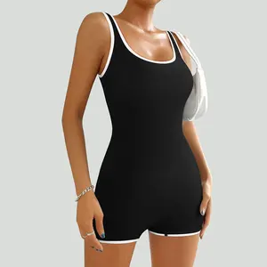 Lightweight Sweat Absorbing Sleeveless Seamless Yoga Bodysuit Tummy Control and Slimming Effect for Woman Fitness