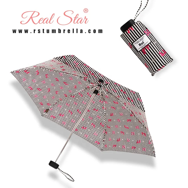 Real Star 5 Fold Pocket Umbrella Lady Fashion Small Size Umbrella