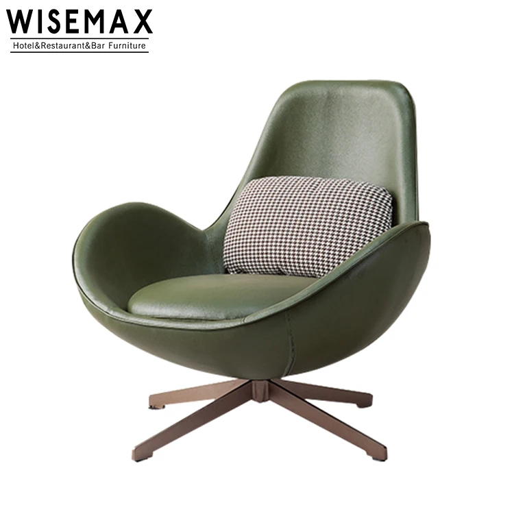 WISEMAX FURNITURE Modern Egg Shape Design Living Room Fabric Lounge Swivel Chair Comfortable High Back Accent Arm Chair