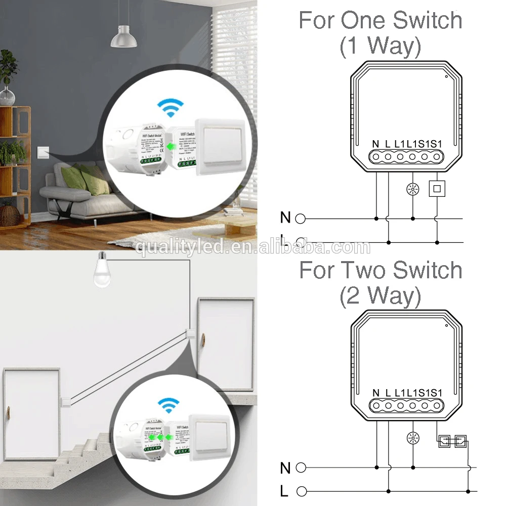 Smart Home Automation Internet Connected Power Switch 220v 1 Gang Mini Wifi Switch Module