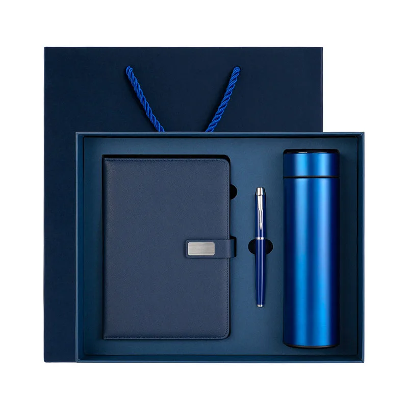 Customizable Corporate Leather Notebook Gift Set With Led Thermos Flask Custom logo Luxury Journal Promotional Gift Box With Pen