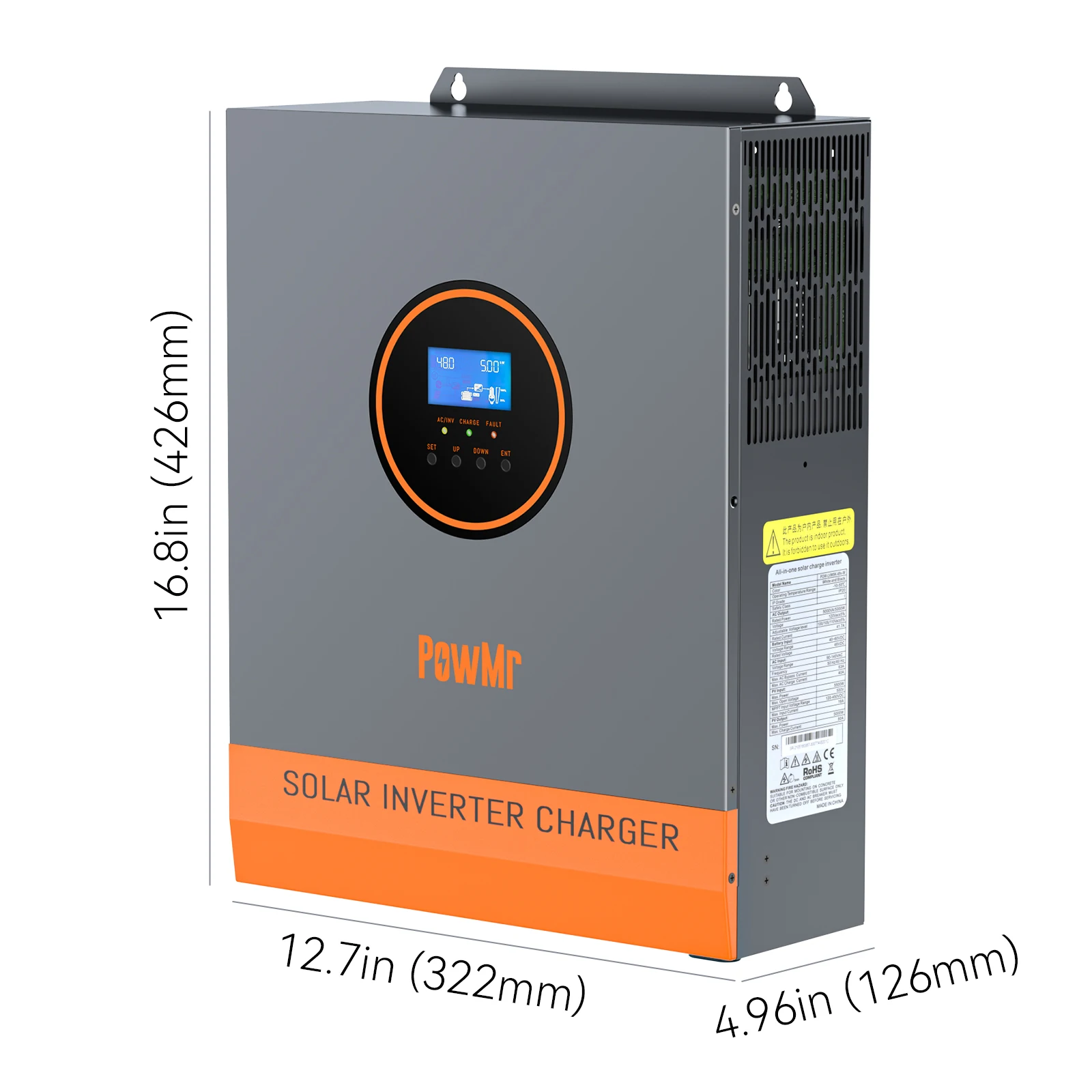 PowMr Single Phase 5000W 48Vdc All in One Solar Inverter 120Vac MPPT Pure Sine Wave Hybrid Solar Inverter