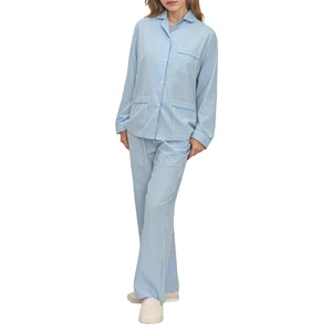 Lightweight Striped PJ 100% Cotton Sleepwear Lounge Wear Sets Custom Ladies Loungewear Women's Pajamas