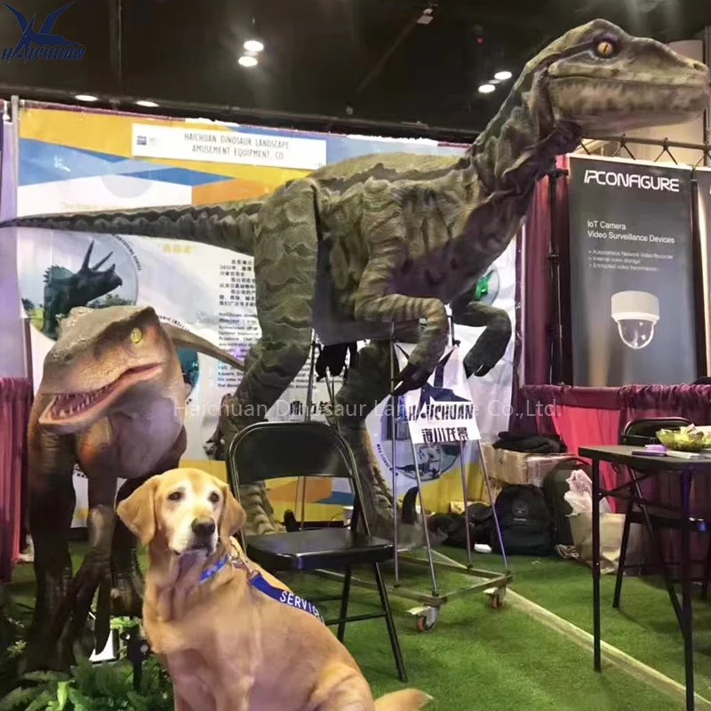 Haichuan Custom Full Body Dinosaur Costume Realistic Raptor Suit for Adults Life Like Animatronic Velociraptor Costume for Sale