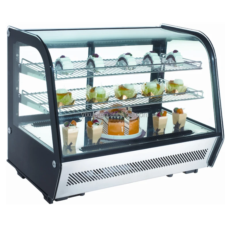 Cake Display Refrigerator Table Top Cake Cabinet Upright Curved Glass Freezer Showcase for Bakery