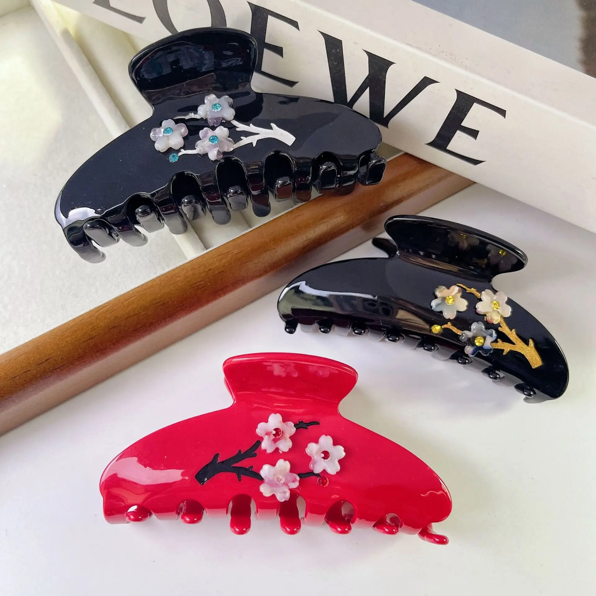 Yi Yhj Women's Hair Accessories Plum Pattern Rhinestone Flower Elegant