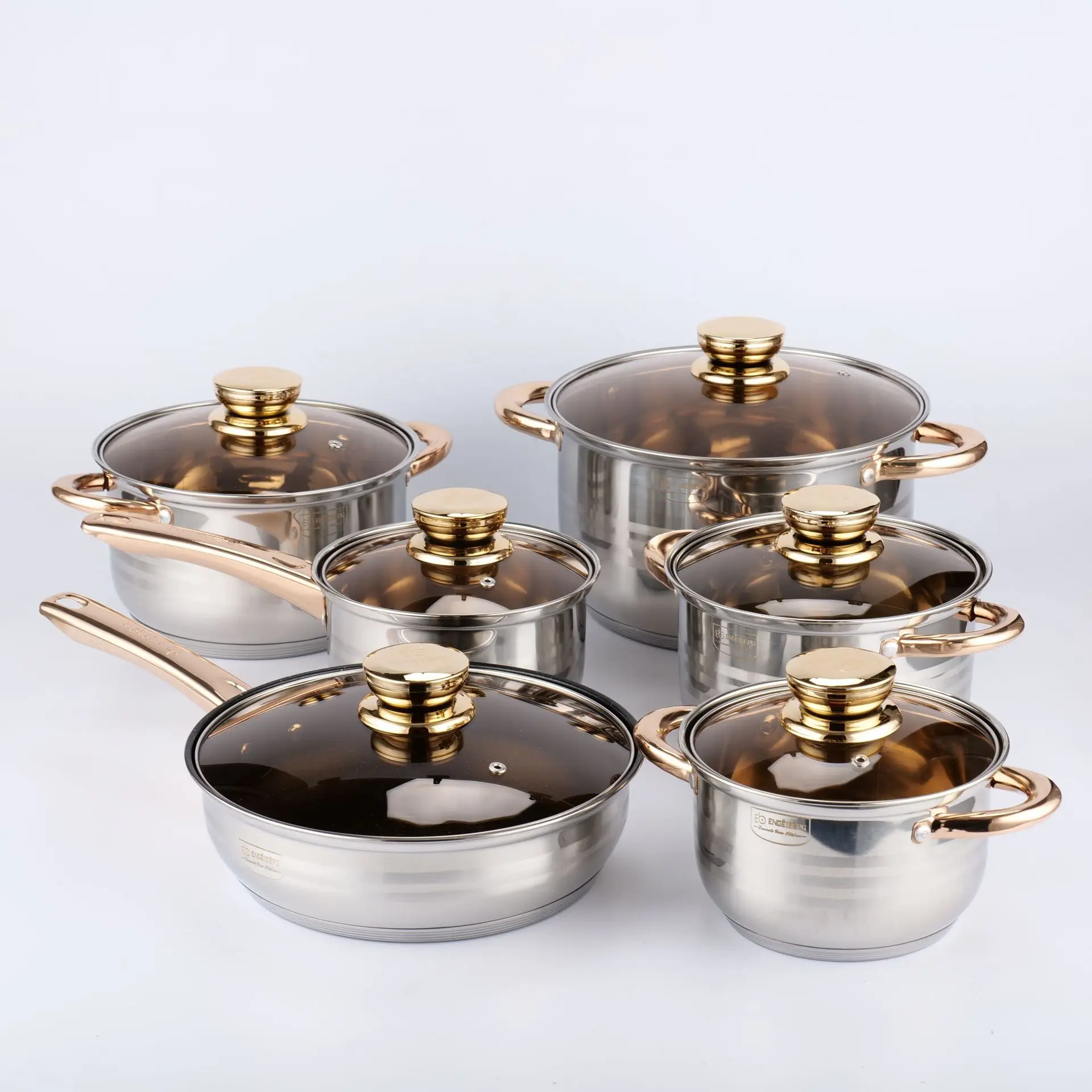 High Quality Easy Clean Cookware Sets Stainless Steel 201/304 Gold