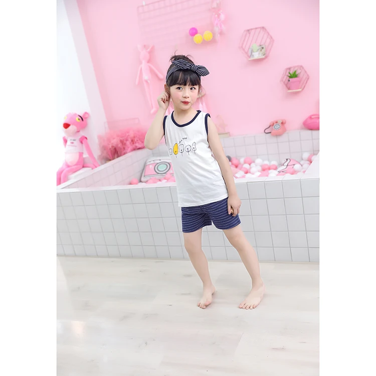 Летний пижамный комплект с короткими рукавами и принтом на заказ; детский жилет; одежда