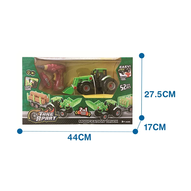 
 Как 2 в 1, постройте свой собственный автомобиль, игрушечный Фермерский грузовик с электрической дрелью, светом и звуком | Подарочные игрушки для мальчиков 3,4,5,6,7 лет  