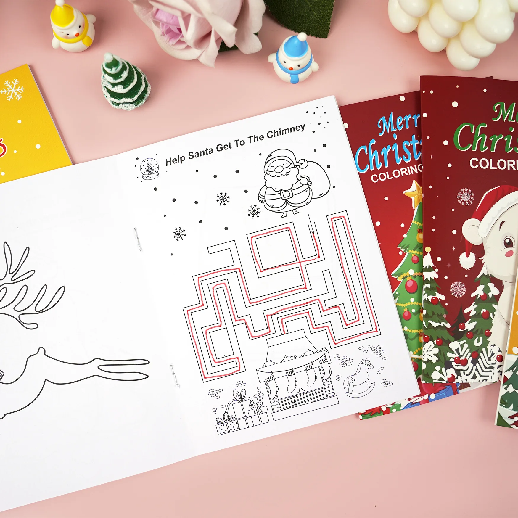 New Customizable Christmas Color Book Coloring Book with Platter Unisex Paper Material 2-4 5-7 Years Educational Fun Children details