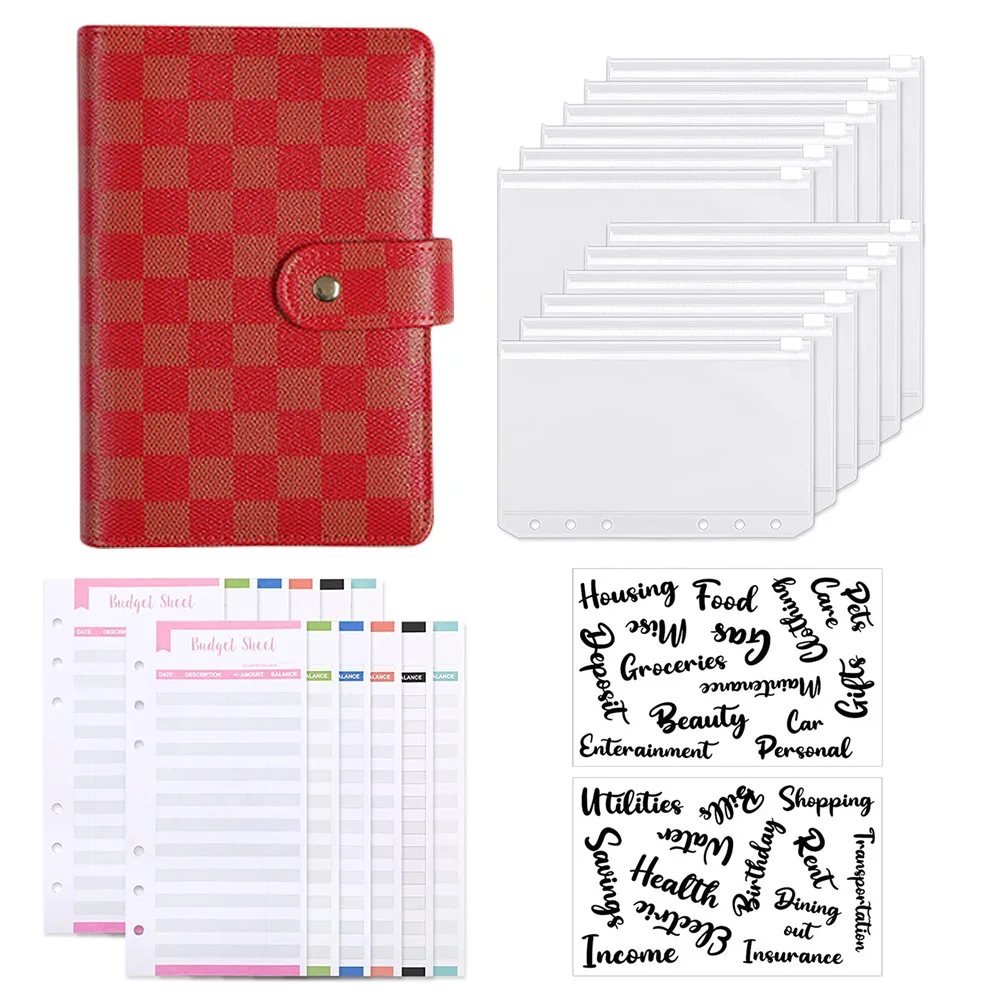 Source Custom A6 PU Leather Hardcover Checkered 6 Ring Budget