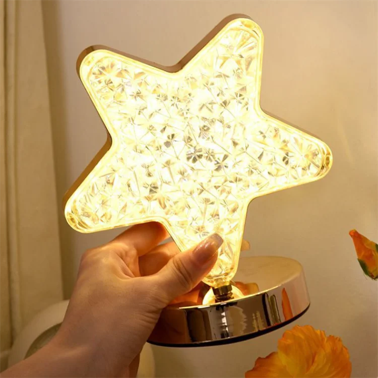 New Product USB Chargeable Touch Control 3 Colors Creative Crystal Acrylic Star Led Table Lamp for Decorate Space