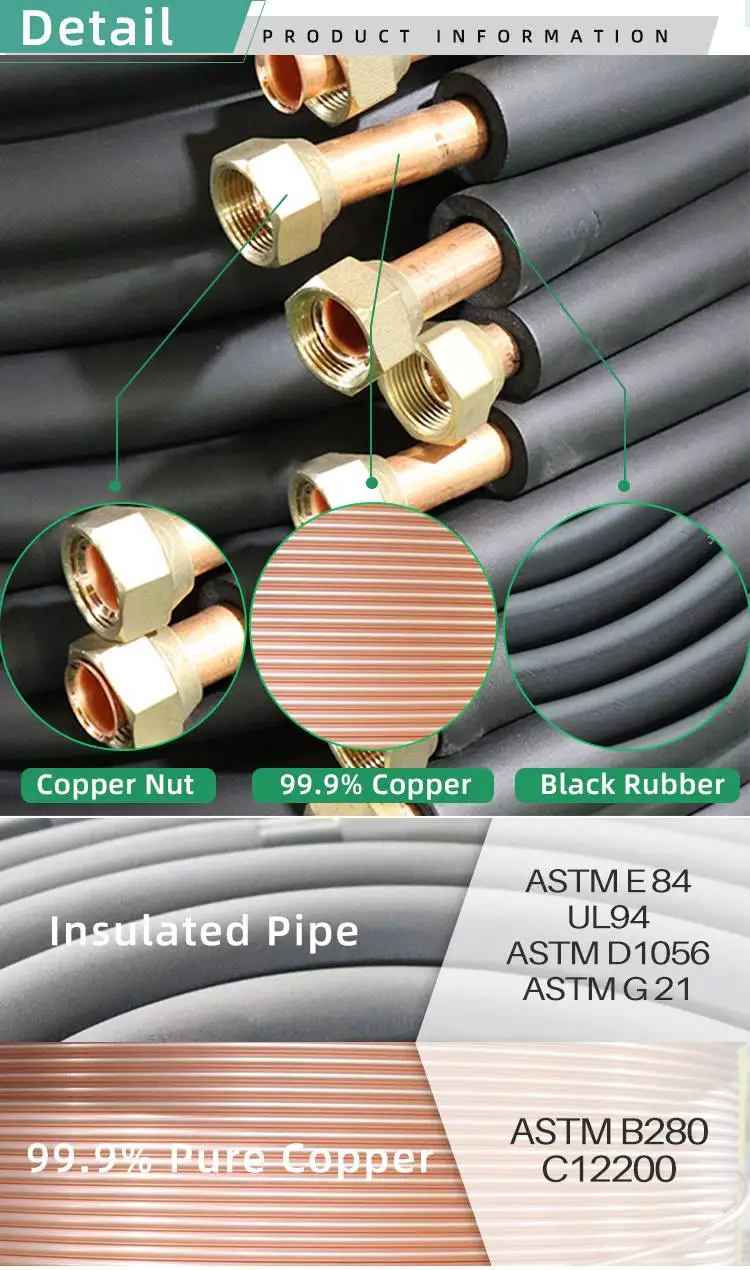 Popular Air Connecting Installation Kit Refrigeration Insulated Copper Pipe Refrigeration Copper Coil supplier