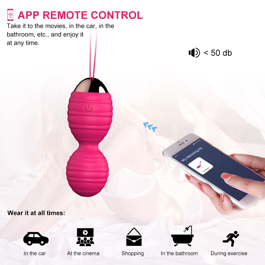 2021 New Latest Patent APP Controlled Ben Wa Kegel Balls Smart Vaginal Vibrating Kegel Balls Silicone Weight Exercise Ball