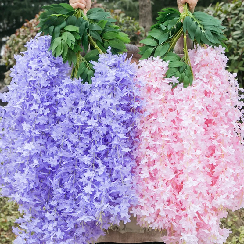 3 Forks 110cm New Artificial Wisteria Flowers Hanging Wall Silk