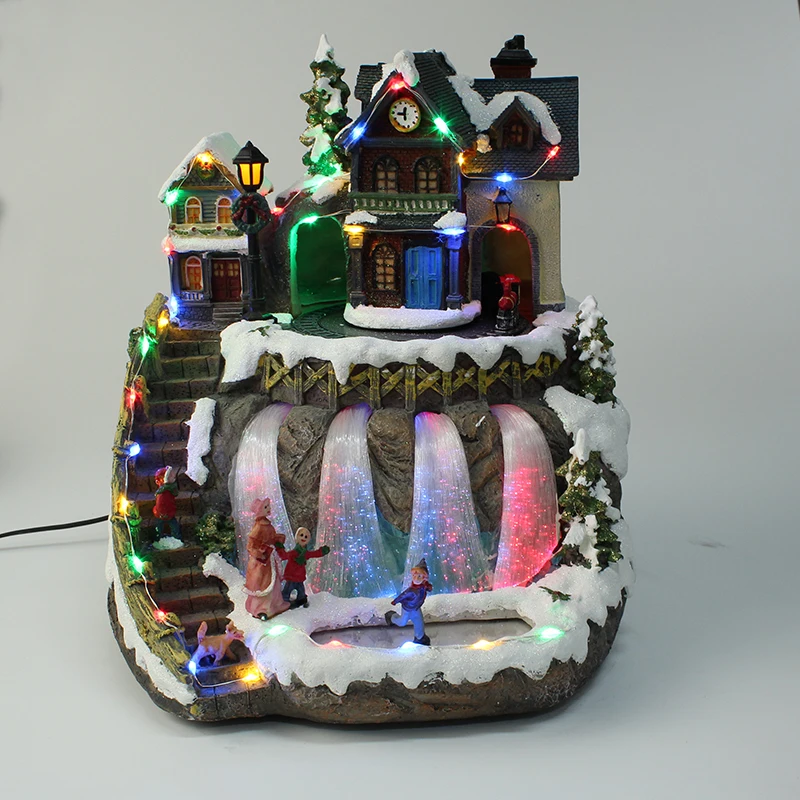 Custom Light up  Holiday Time Musical Figurines Christmas Village Set