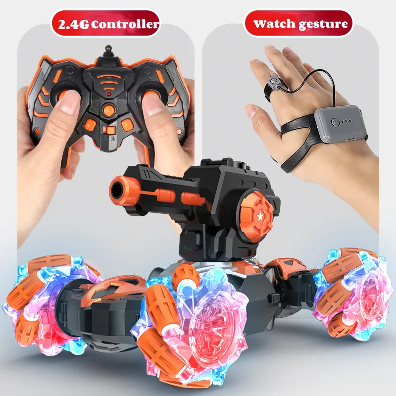 2022 Water Bomb toys Gesture sensing watch control remote car stunt off-road drift twist car toy with light music rc truck