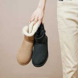 Fashionable Winter Women's Girls' Warm Custom Boots Made of Genuine Leather Fur EVA Soft Classic Wool Integrated Snow Boots