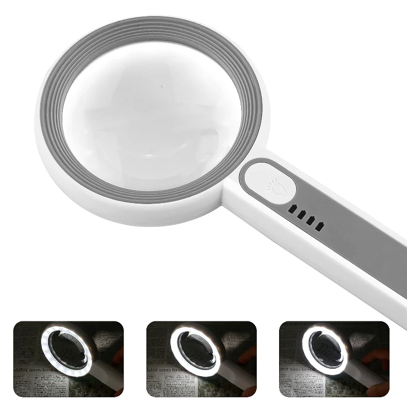 SR7518C Rechargeable Handheld Led Magnifying Glasses with 75mm Dual Lens and 18 Leds