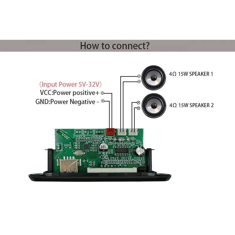 Audio Decoder Wireless BT Blue Tooth Module 12V MP3 Amplifier