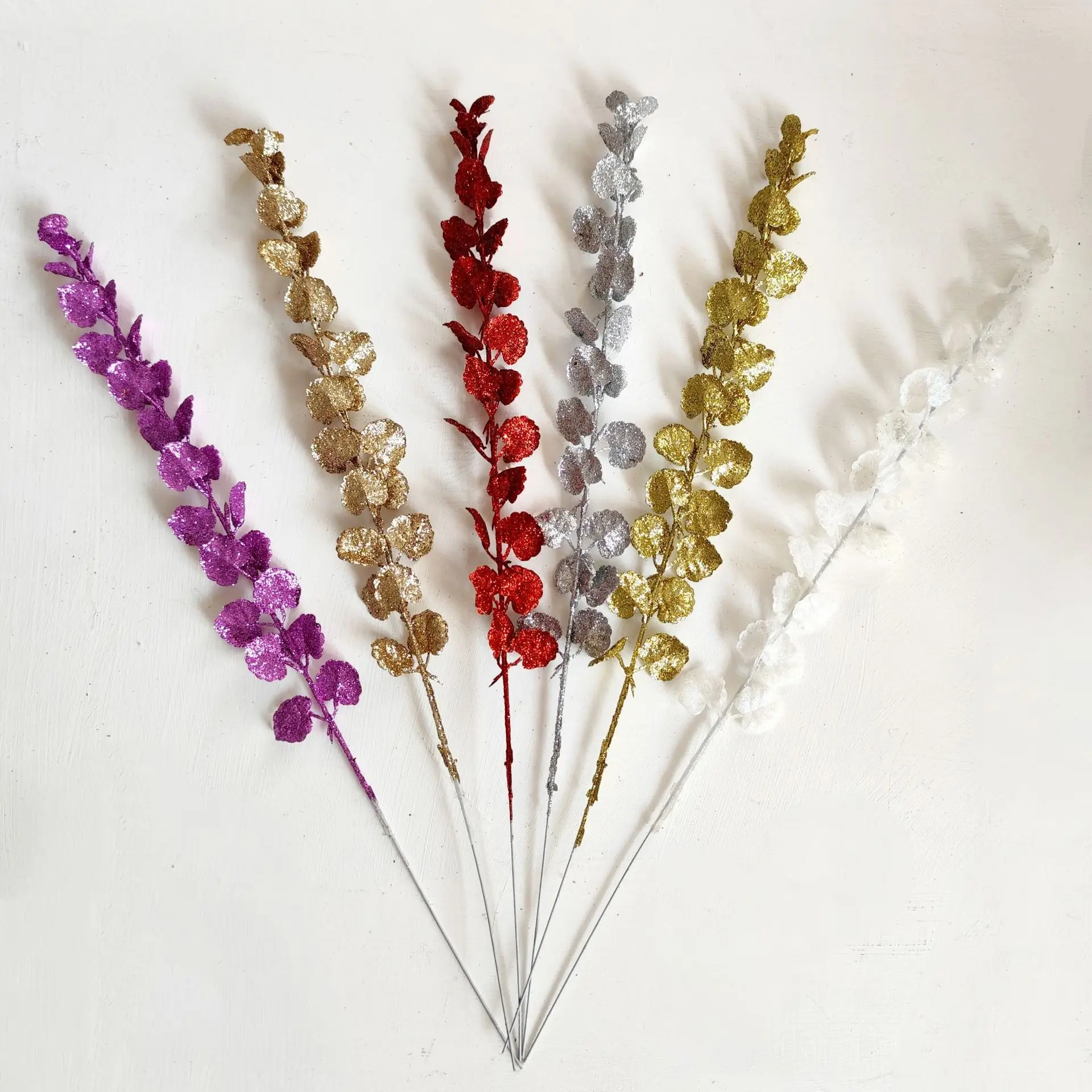 Angebot DIY Weihnachten Glitzernde Kunstblätter Zweige, Glitzerzweig-Dekorationen für Weihnachtsbaum, Heim- und Tischdekoration