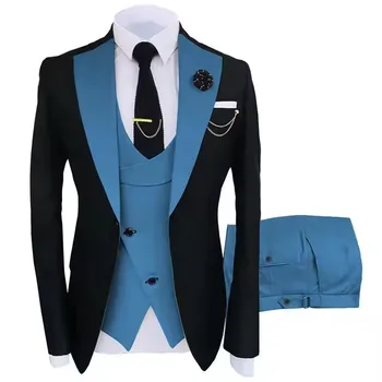 New Design Mens Tuxudo Wedding Suit Custom Made Groom Best Man Slim Fit Prom Party Suits Plus Size 3 Piece Men Suits