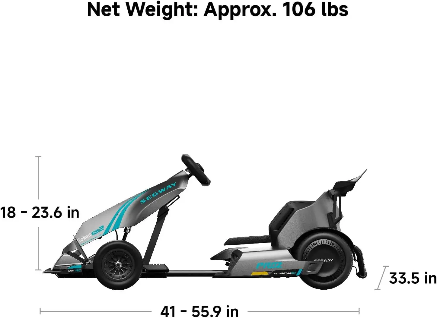 2024 Segway Ninebot Original Go Kart Pro 2 Gokarts 432Wh Battery Top Speed 43km/h Wholesale Electric Go Kart for Adult and Kids