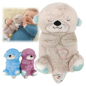 2024 Nighttime Baby Soothing Otter Plush Doll Toy Kids Soothing Music ...