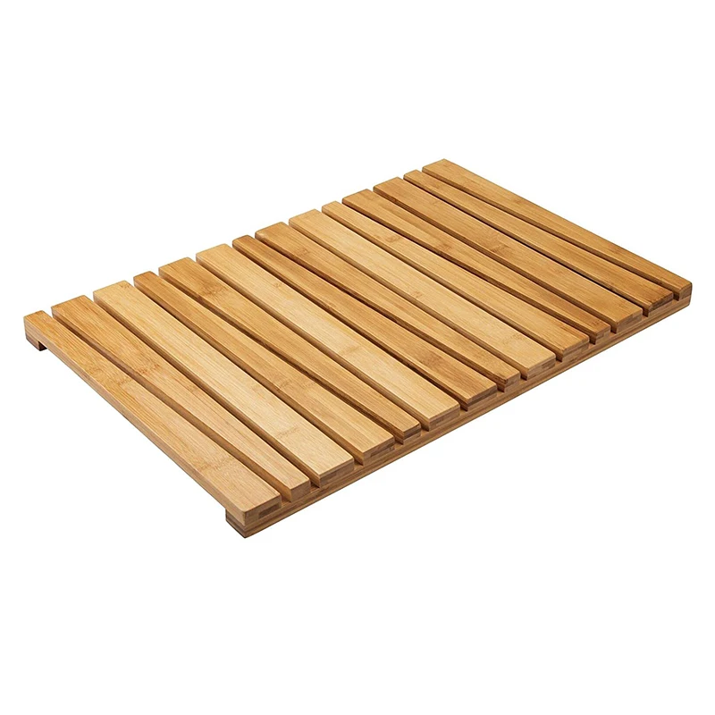 Wholesale Solid Machine Made Luxury Bamboo Shower Mat Non Slip for Indoor Outdoor Spa Sauna Pool Home Decoration