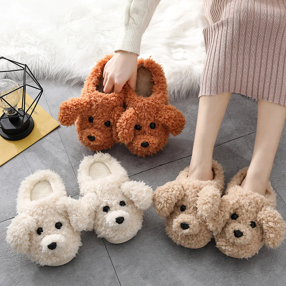 Симпатичные унисекс шерстяные тапки 3D Мультяшные пушистые плюшевые женские домашние тапочки для женщин